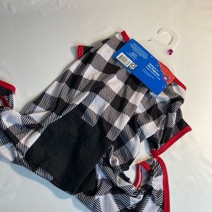 Dog black white plaid pajamas medium no print came off